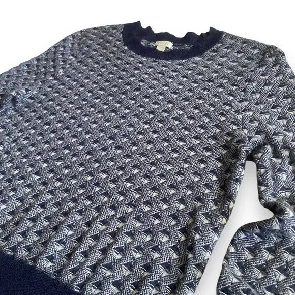 Hinge Women’s Wool Blend Blue Grey Knit Pullover Sweater Size S Cozycore - Picture 8 of 11